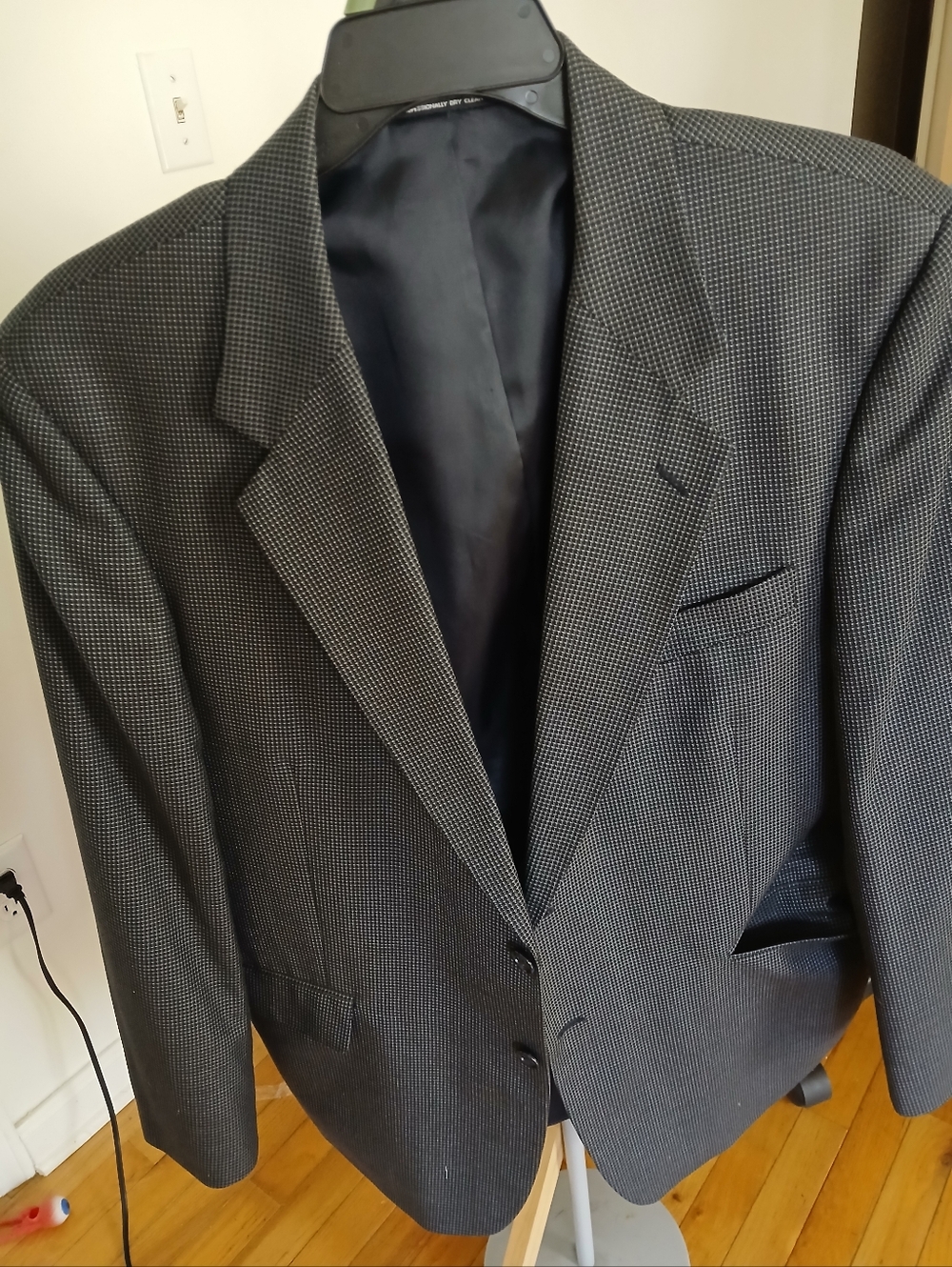 Kilburne and Finch suit jacket Houndstooth Blue Brown 44R Wool Blend 2 Button